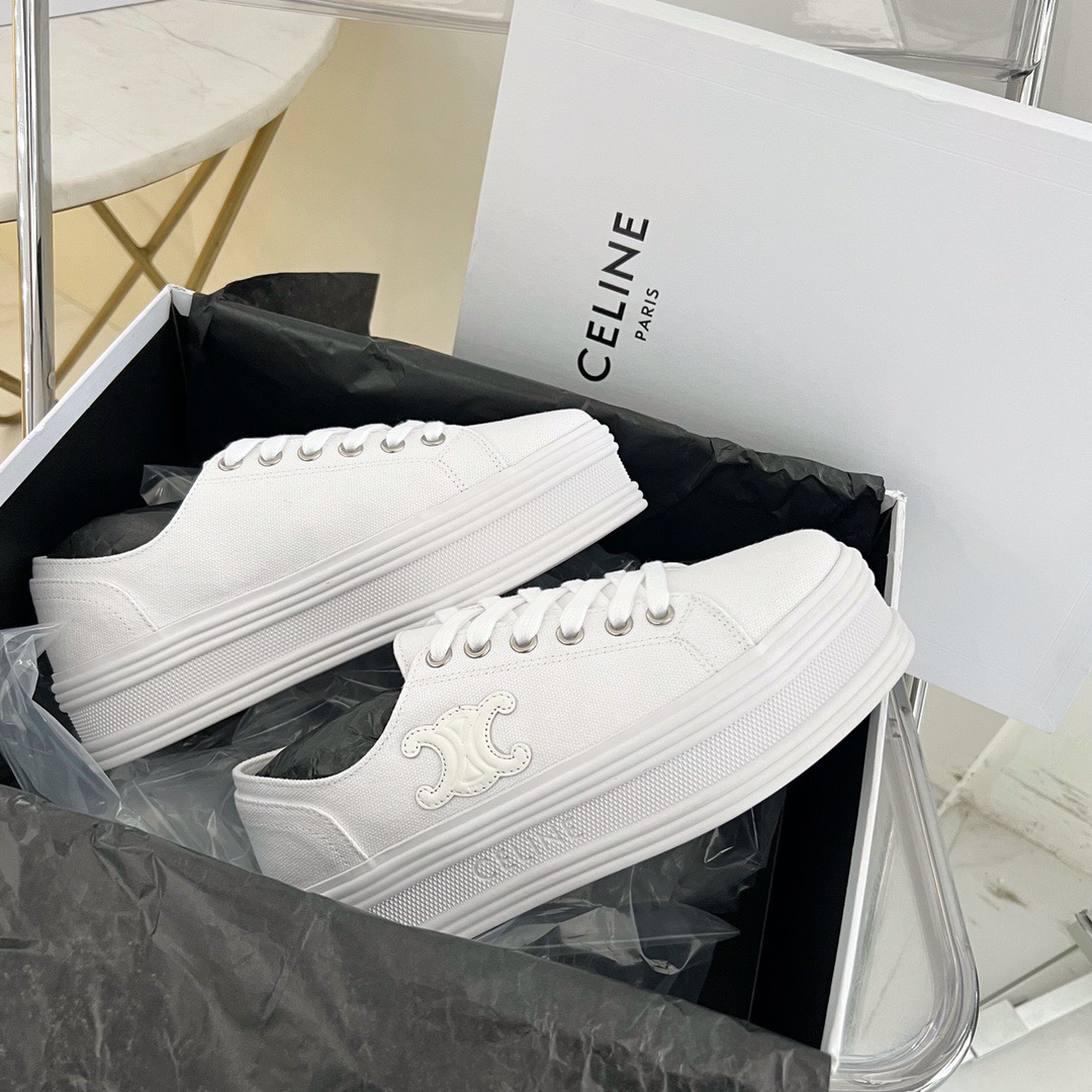 셀린느 제인 로우 레이스업 스니커즈 4cm