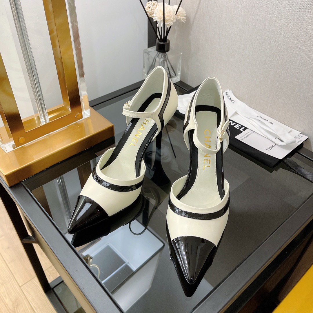 샤넬 스틸레토 오픈 펌프스 8.5cm