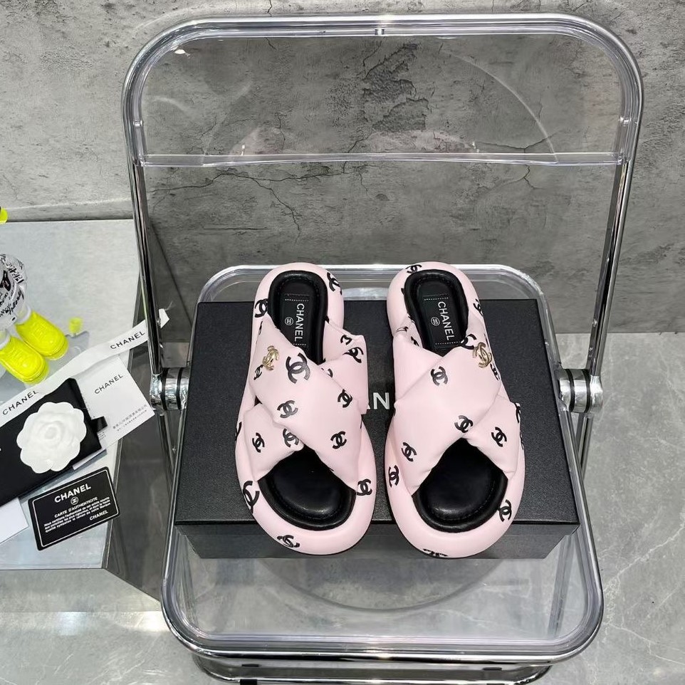샤넬 CC로고 프린팅 슬라이드
