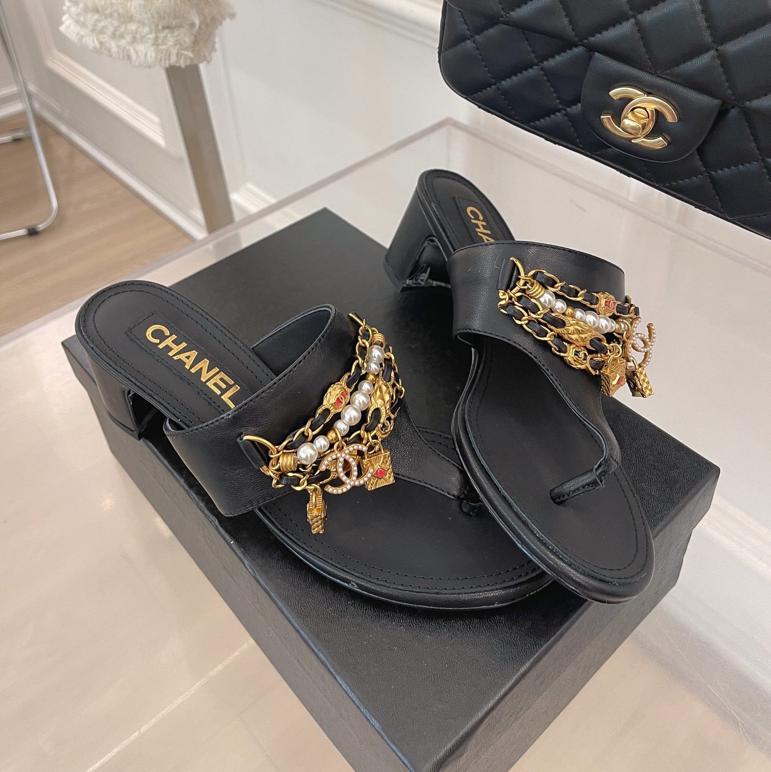 샤넬 진주 참 쪼리 5cm
