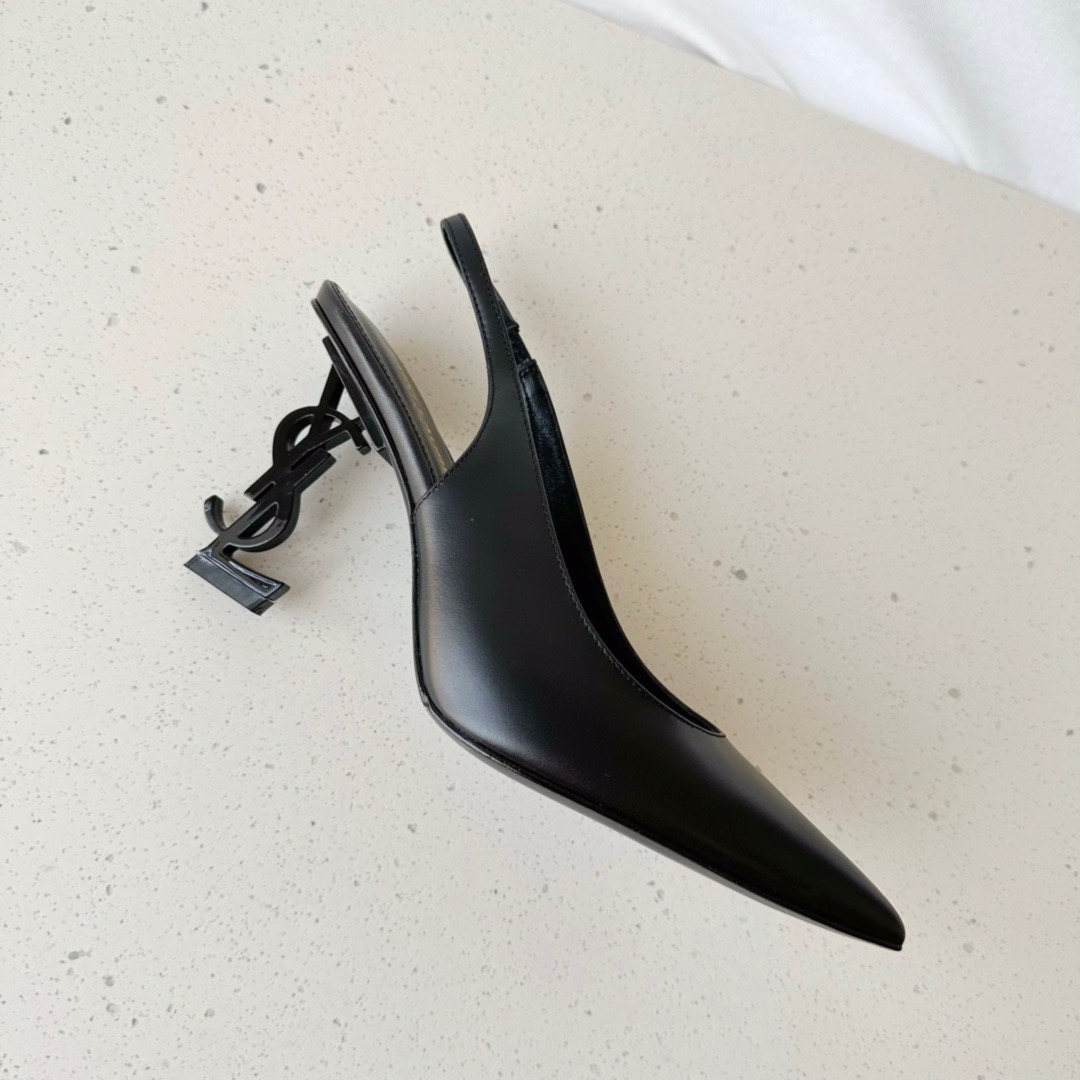 생로랑 오피움 모노그램 슬링백 힐 8.5cm