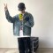 발렌시아가 패치 DESTROYED 재킷 애시드 블루