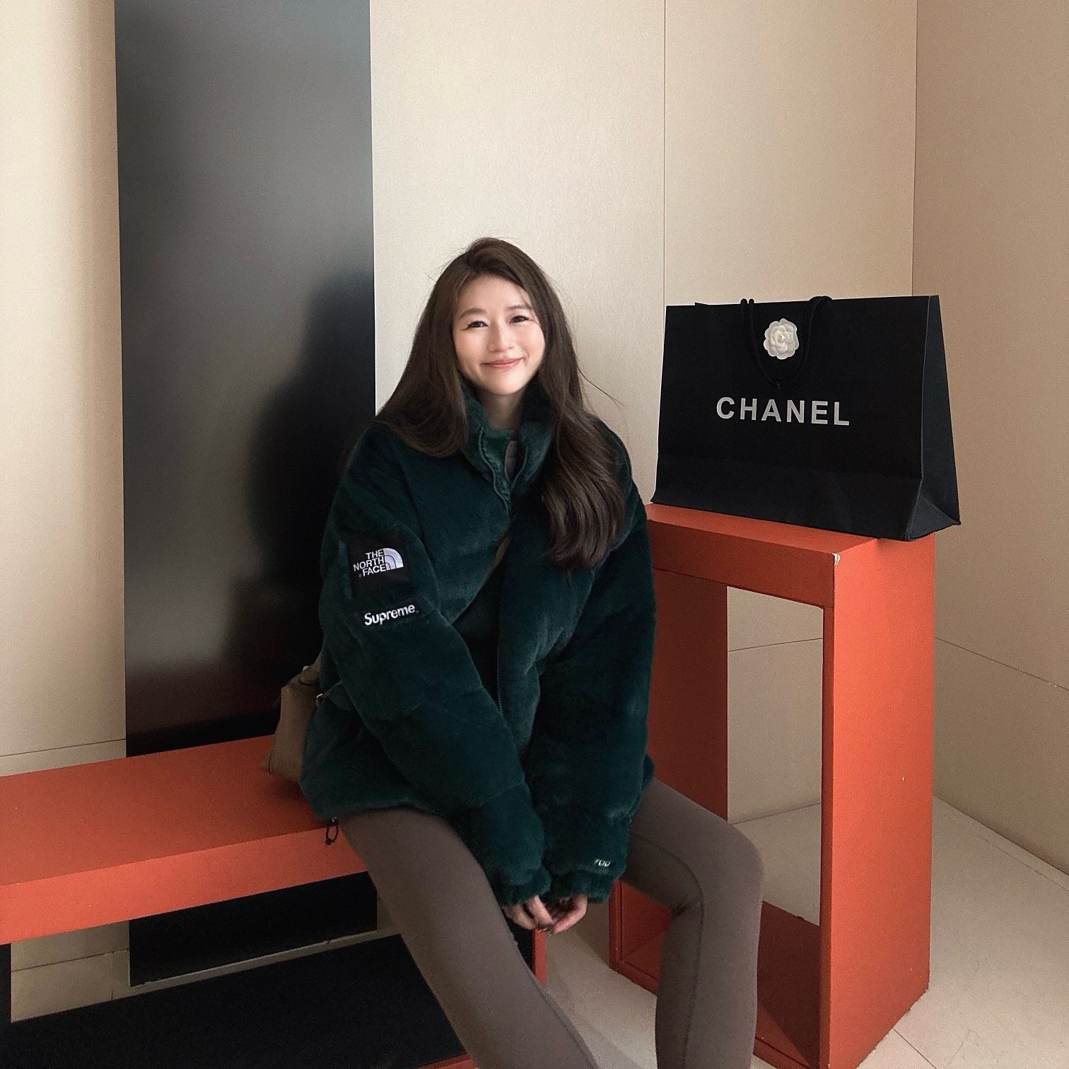 슈프림x노스페이스 퍼 눕시