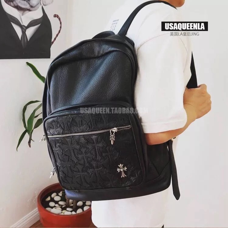 크롬하츠 leather cemetery cross backpack