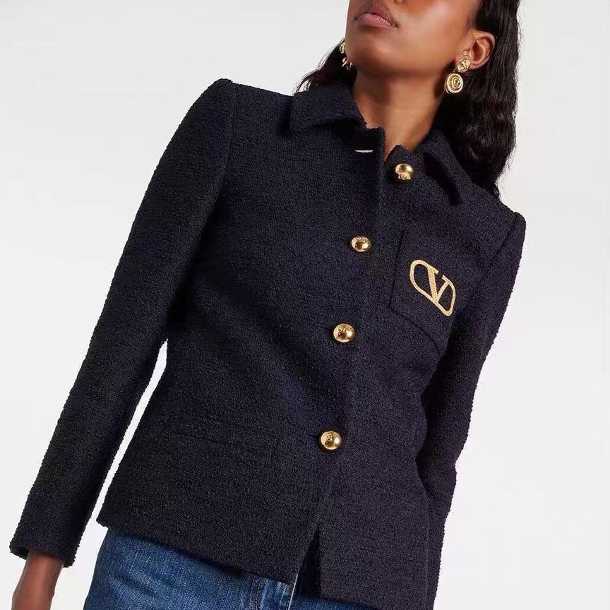 발렌티노 single-breasted tweed jacket