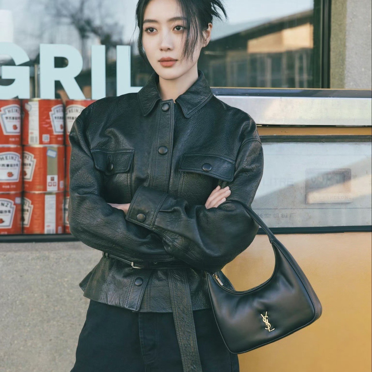 생로랑 램스킨 칼립소 미니 호보 백