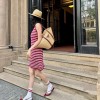 프라다 크로셰 스트라이프 코튼 미니드레스