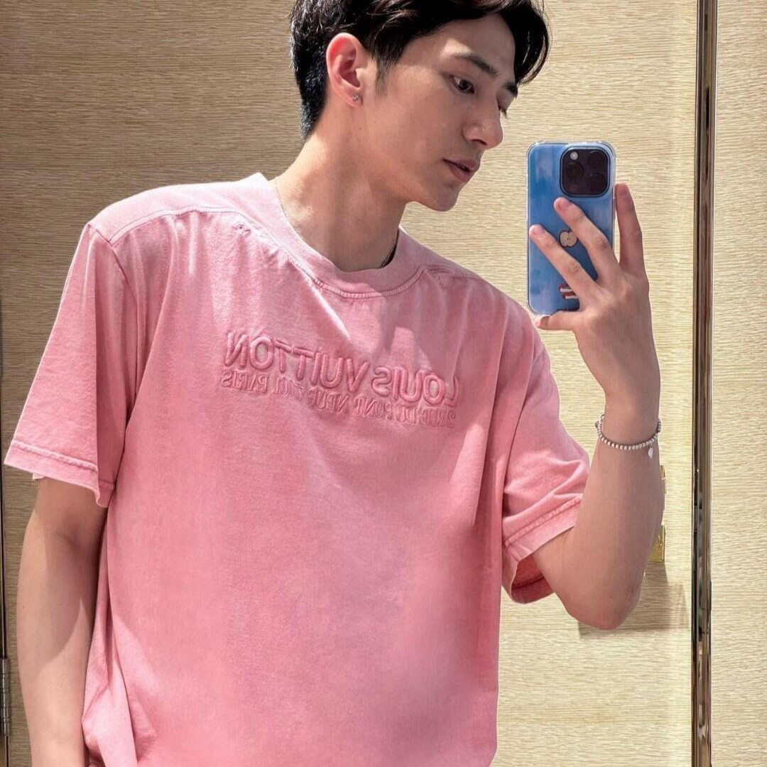 루이비통 워시드 리브드 티셔츠