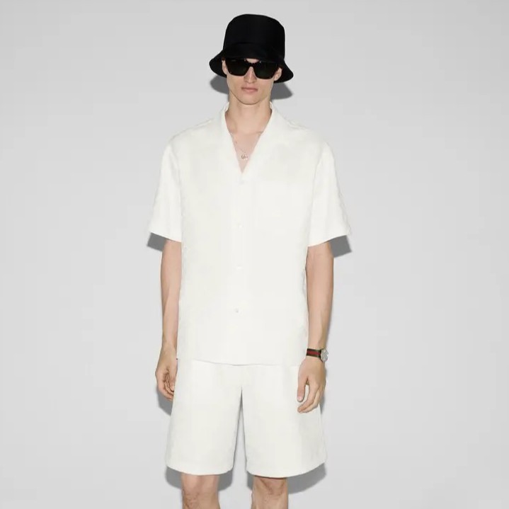 구찌 Linen blend GG canvas shirt