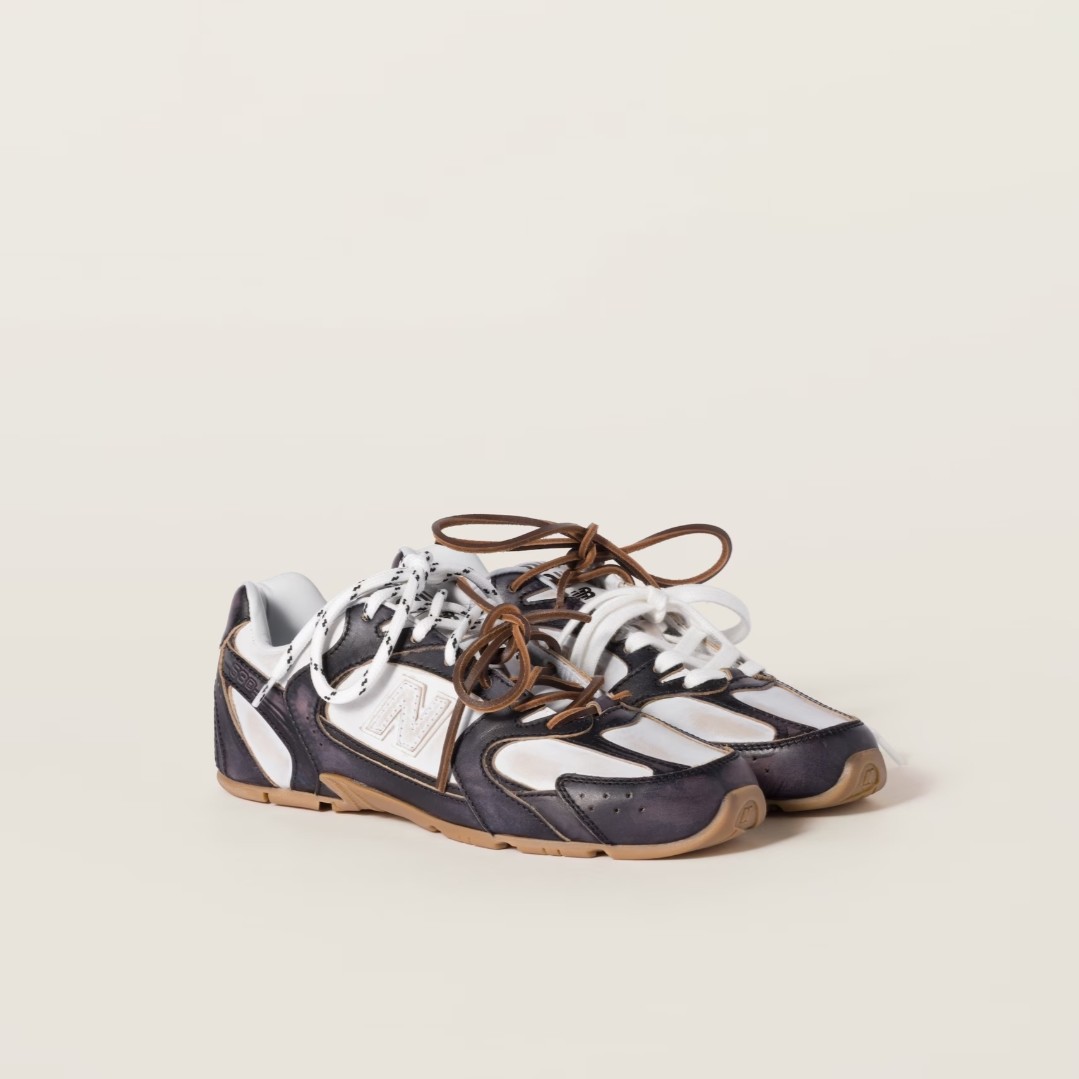New Balance X Miu Miu 530 SL 테코 송아지 가죽 스니커즈