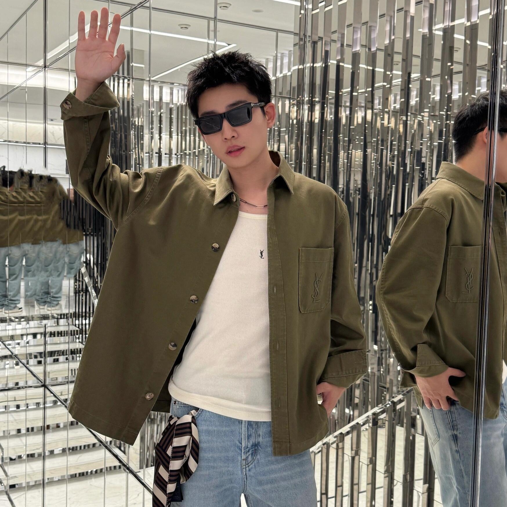 생로랑 코튼 린넨 CASSANDRE 오버셔츠