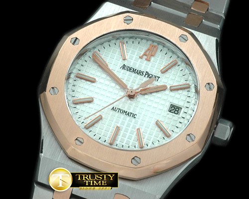 오데마피게 Royal Oak Jumbo Auto SS/RG TT White Swiss Eta 28242 -AP0215A