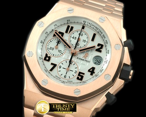 오데마피게 2014 Royal Oak Chrono 26470 RG/RG White A7750 Sec@12 -AP0225