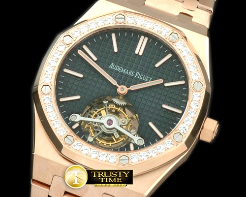 오데마피게 Royal Oak Tourbillon RG/RG Diam Blue Real Tourbillon -AP0226D