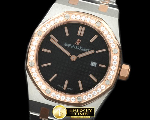 오데마피게 Royal Oak Ladies SS/RG Black SQtz -AP0305B