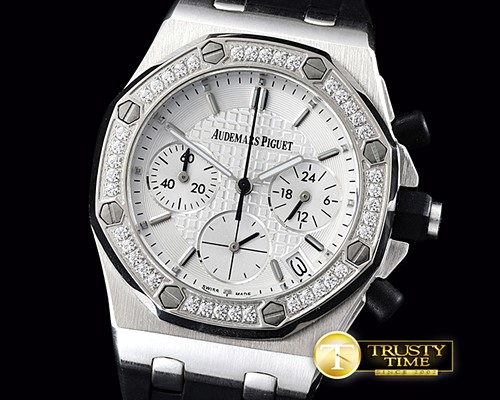 오데마피게 Royal Oak Ladies Chrono SS/RU Diam Bez White VK Qtz -AP0345B
