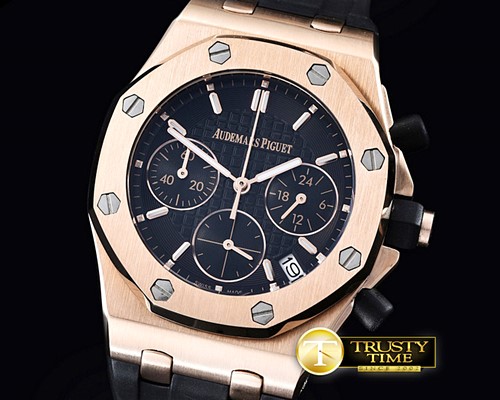 오데마피게 Royal Oak Ladies Chronograph RG/RU Black VK Qtz -AP0350A