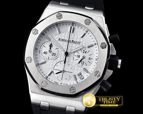 오데마피게 Royal Oak Ladies Chronograph SS/RU White VK Qtz -AP0351B