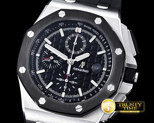 오데마피게 AP Royal Oak Chrono SS/RU Black JHF A3126 Secs@9 -AP0375D