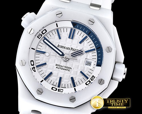 오데마피게 Royal Oak Diver CER/RU White/Blue JHF A2813 Mod3120 -AP0378F