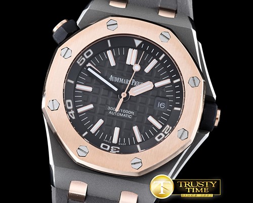 오데마피게 Royal Oak Diver SS/RU RG Bez Black JHF A2813 Mod3120 -AP0378I