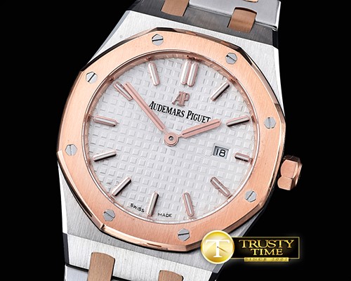 오데마피게 Royal Oak Ladies 33mm RG/SS Wht JF Swiss ETA Quartz -AP0403
