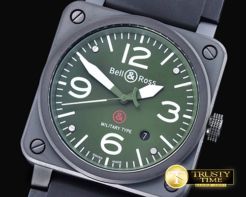벨&로스 BR0392 Military Ed. PVD/RU Green Miyota 9015 -BR089B