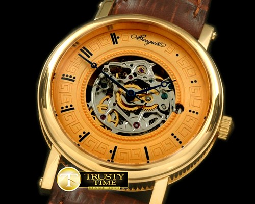 브레게 Jubilee Skeleton Auto YG/LE Gold Sticks Asian 2824 -BRE050A
