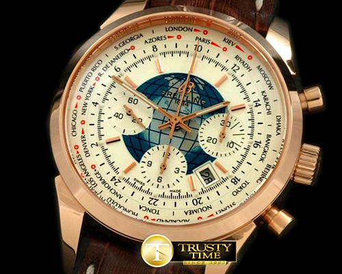 브라이틀링 TransOcean Unitime Chrono RG/LE White A7750 -BSW0207