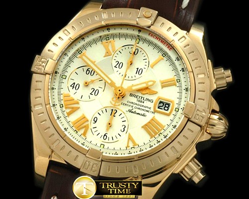 브라이틀링 Chronomat Evo YG/LE White Roman A7750 28800bph -BSW0211C