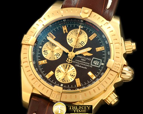 브라이틀링 Chronomat Evo YG/LE Brown Sticks A7750 28800bph -BSW0211E