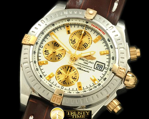 브라이틀링 Chronomat Evo SS/YG/LE White Sticks A7750 28800bph -BSW0212A
