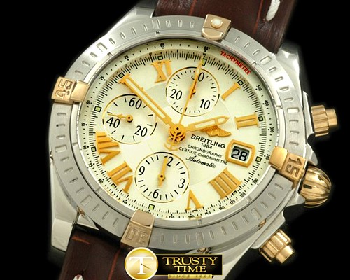 브라이틀링 Chronomat Evo SS/YG/LE White Roman A7750 28800bph -BSW0212B