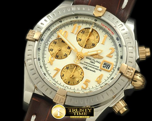 브라이틀링 Chronomat Evo SS/YG/LE White Num A7750 28800bph -BSW0212C