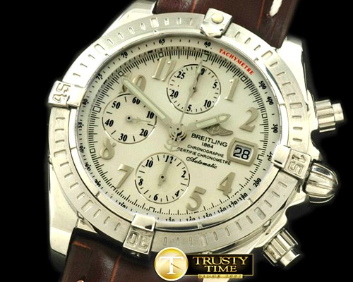 브라이틀링 Chronomat Evo SS/LE White Num A7750 28800bph -BSW0215F