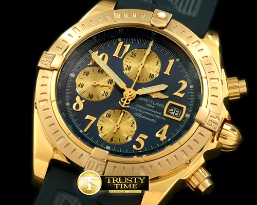 브라이틀링 Chronomat Evo YG/RU Blue Num A7750 28800bph -BSW0216C