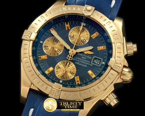 브라이틀링 Chronomat Evo YG/LE Blue Sticks A7750 28800bph -BSW0216D