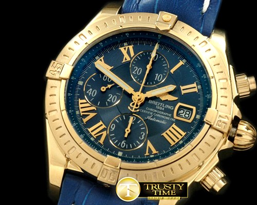 브라이틀링 Chronomat Evo YG/LE Blue Roman A7750 28800bph -BSW0216E
