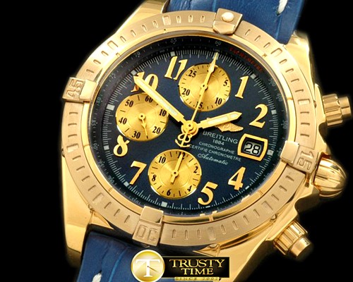 브라이틀링 Chronomat Evo YG/LE Blue Num A7750 28800bph -BSW0216F