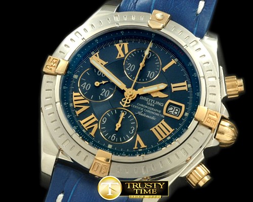브라이틀링 Chronomat Evo SS/YG/LE Blue Roman A7750 28800bph -BSW0217B