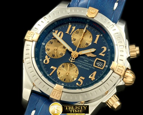 브라이틀링 Chronomat Evo SS/YG/LE Blue Num A7750 28800bph -BSW0217C