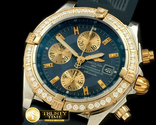 브라이틀링 Chronomat Evo SS/RU Blue Sticks A7750 28800bph -BSW0218B