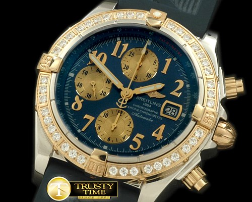 브라이틀링 Chronomat Evo SS/RU Blue Num A7750 28800bph -BSW0218C