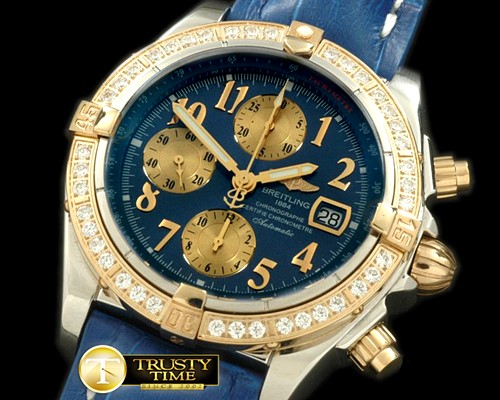 브라이틀링 Chronomat Evo SS/LE Blue Num A7750 28800bph -BSW0218D