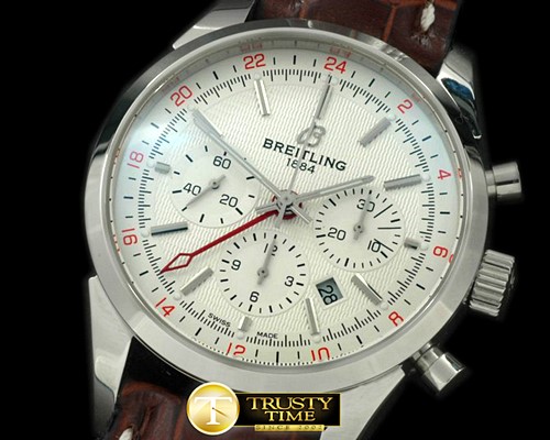 브라이틀링 Transocean Chrono/GMT Men SS/LE White A7750 28800 -BSW0231B
