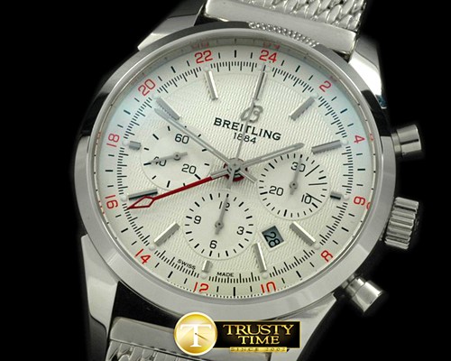 브라이틀링 Transocean Chrono/GMT Men SS/ME White A7750 28800 -BSW0231C