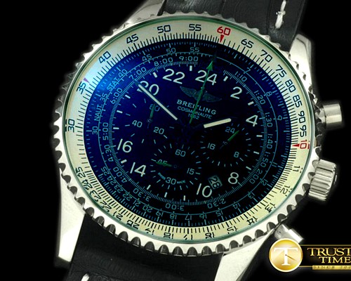 브라이틀링 Navitimer Cosmonaute SS/LE Black/Grn Jap OS20 Qtz -BSW0243C
