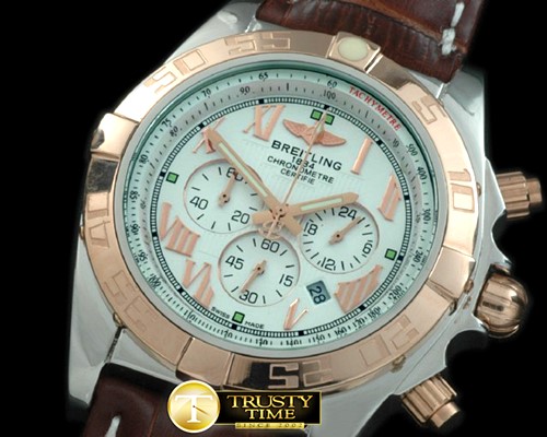 브라이틀링 Chronomat B01 SS/YG/LE White Roman Jap OS20 Qtz -BSW0266A