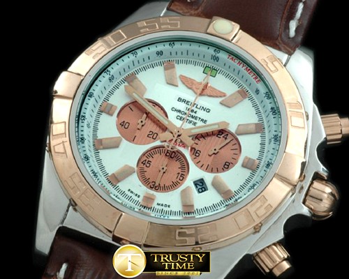 브라이틀링 Chronomat B01 SS/YG/LE White Stick Jap OS20 Qtz -BSW0266C