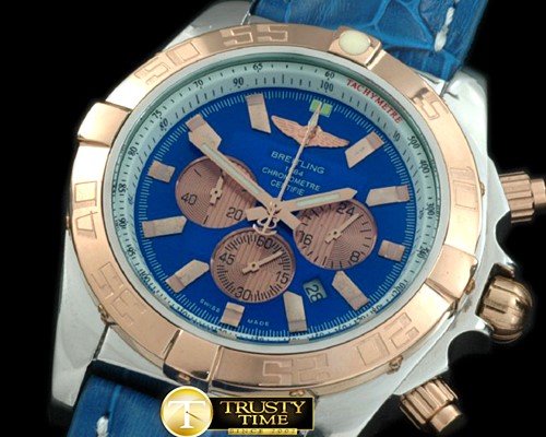 브라이틀링 Chronomat B01 SS/YG/LE Blue Stick Jap OS20 Qtz -BSW0266F